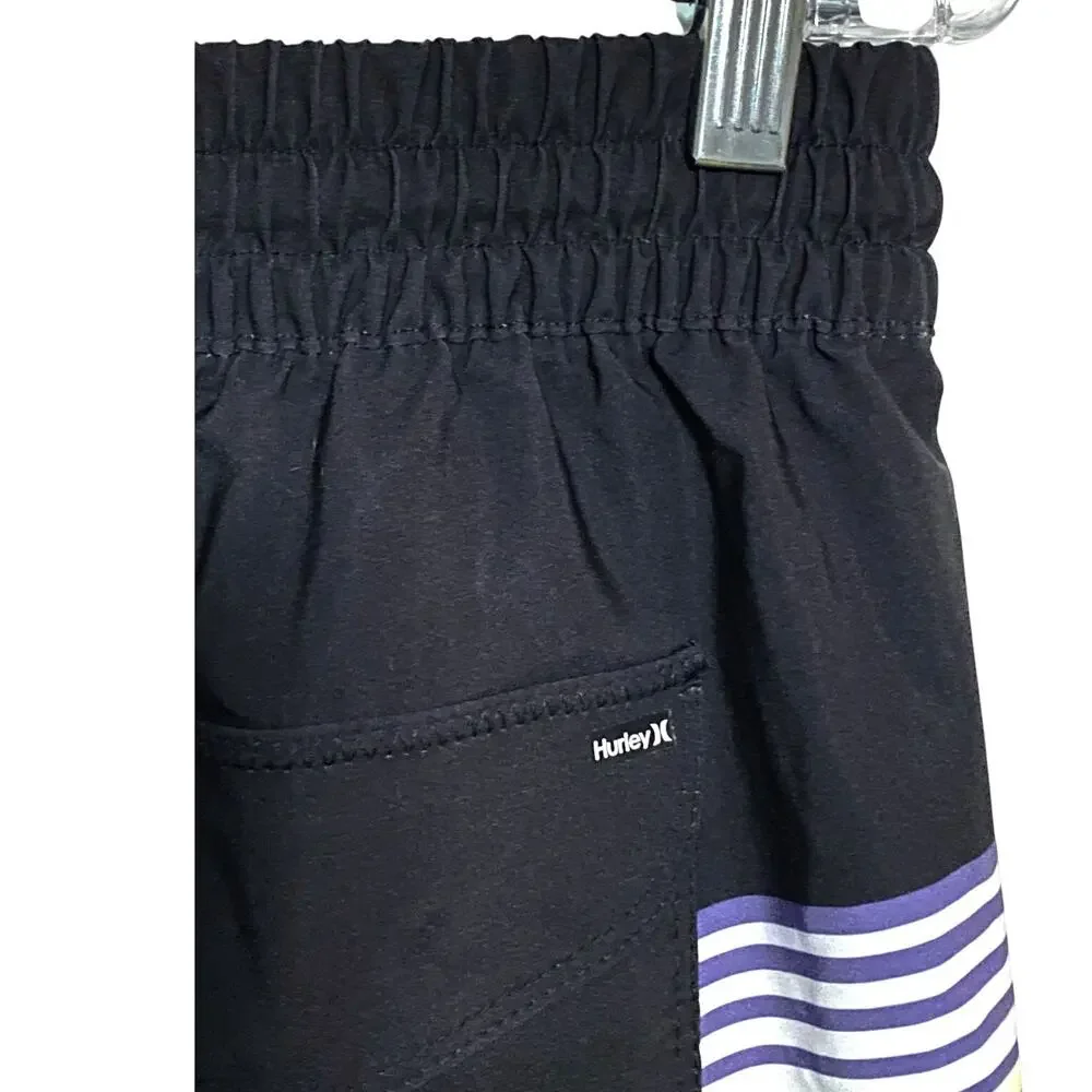 Hurley Logo Lobos Volley Black Swim Shorts Mens M Beach Summer Vacation Surf Y2K